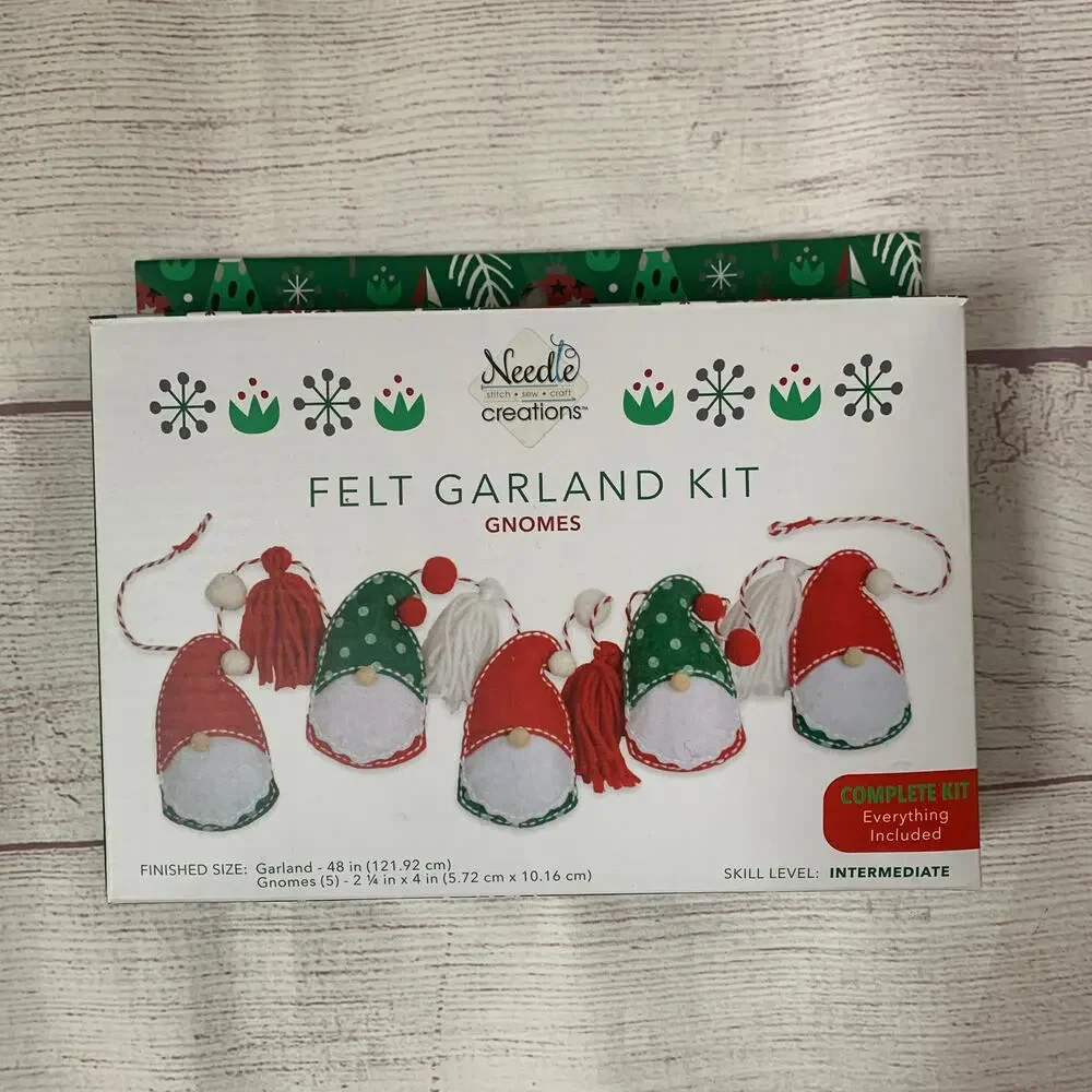 Needle Creations Christmas Gnome Felt Garland Kit 48